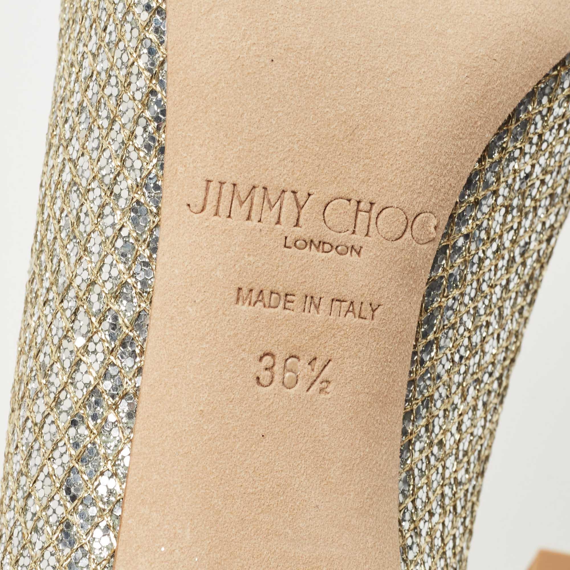 Jimmy Choo Silver Glitter Romy Pointed Toe Pumps  2
