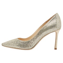 Jimmy Choo Silver Glitter Romy Pointed Toe Pumps 