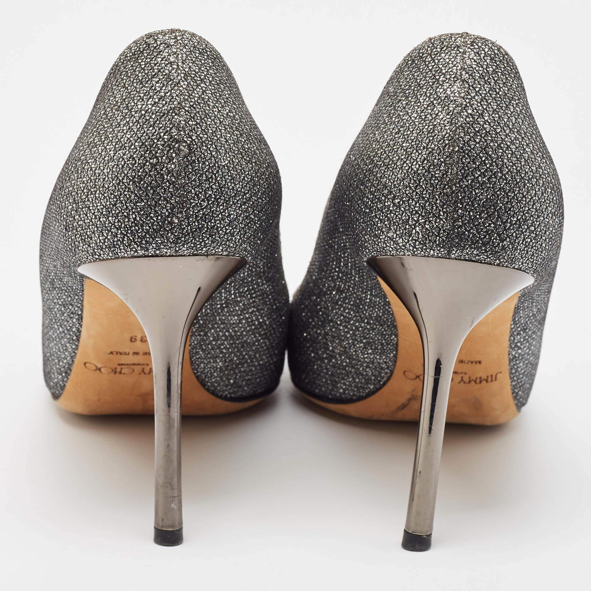 Donna Jimmy Choo Silver Glitter Romi Pumps Taglia 39 in vendita