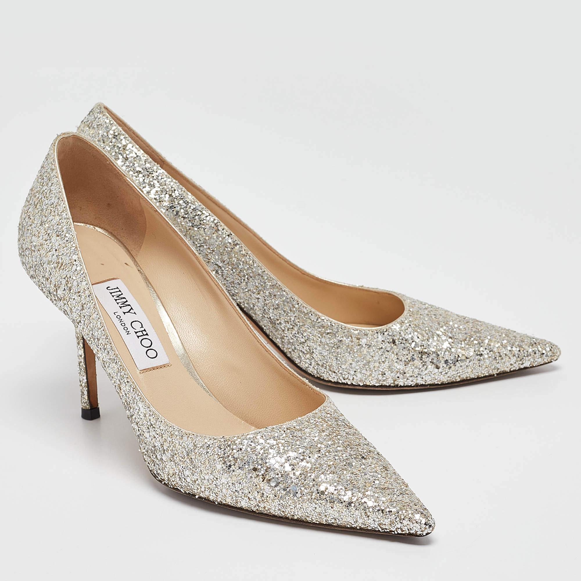 Jimmy Choo Silver Glitter Romi Pumps Taglia 39.5 In condizioni discrete a Dubai, Al Qouz 2