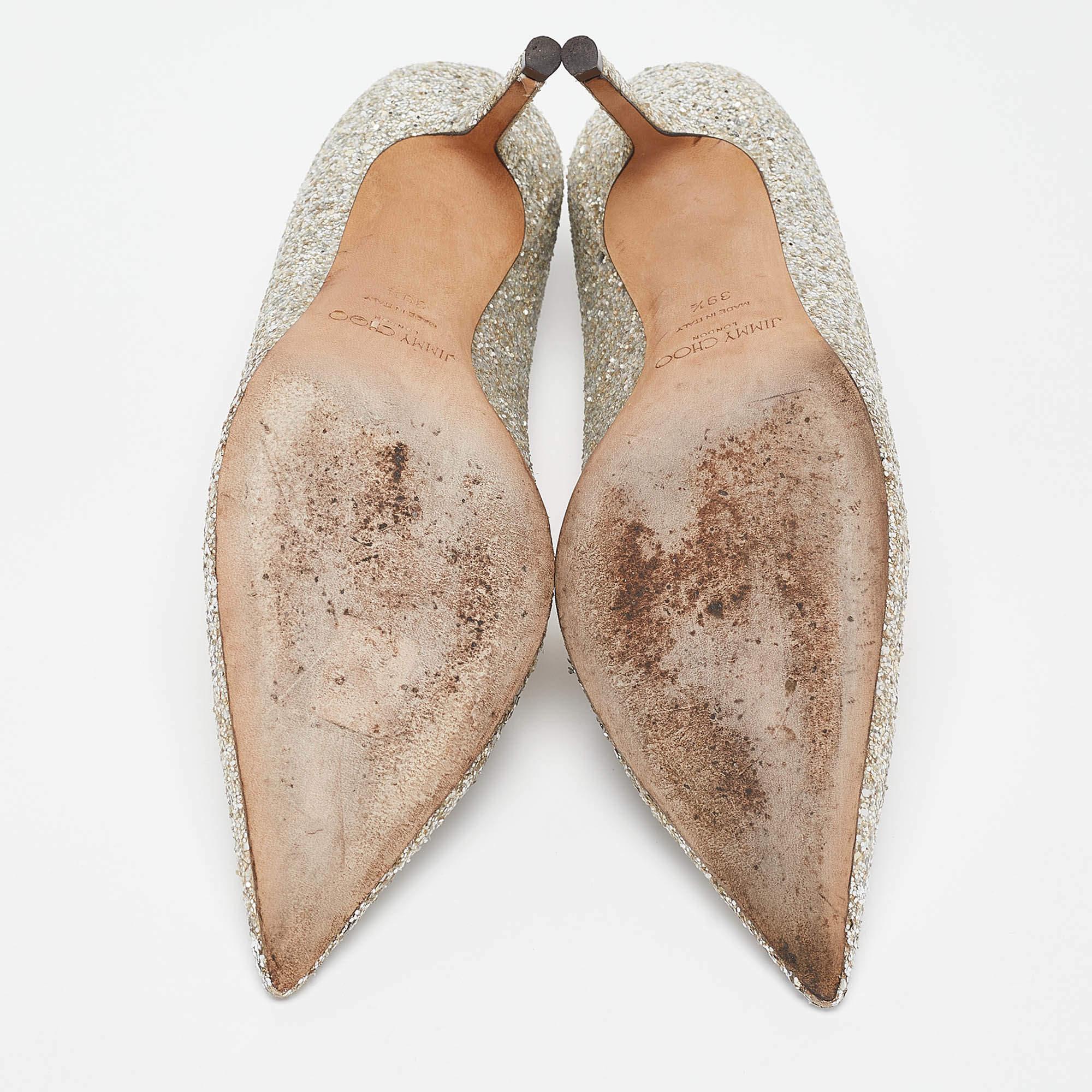 Jimmy Choo Silver Glitter Romi Pumps Taglia 39.5 1