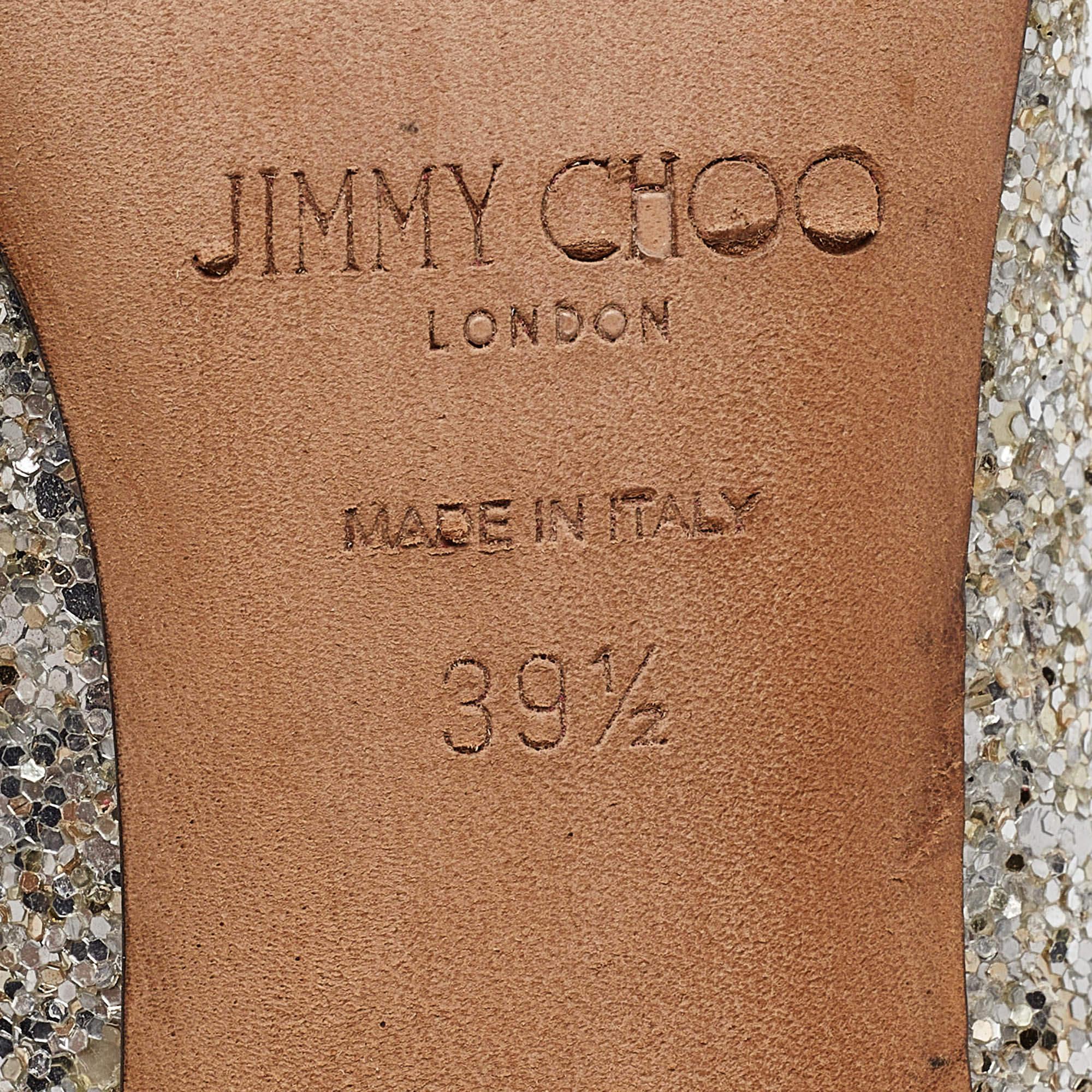Jimmy Choo Silver Glitter Romi Pumps Taglia 39.5 3