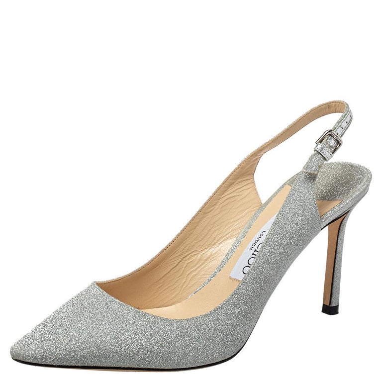 Jimmy Choo Silver Glitter Size 38.5 For Sale at 1stDibs