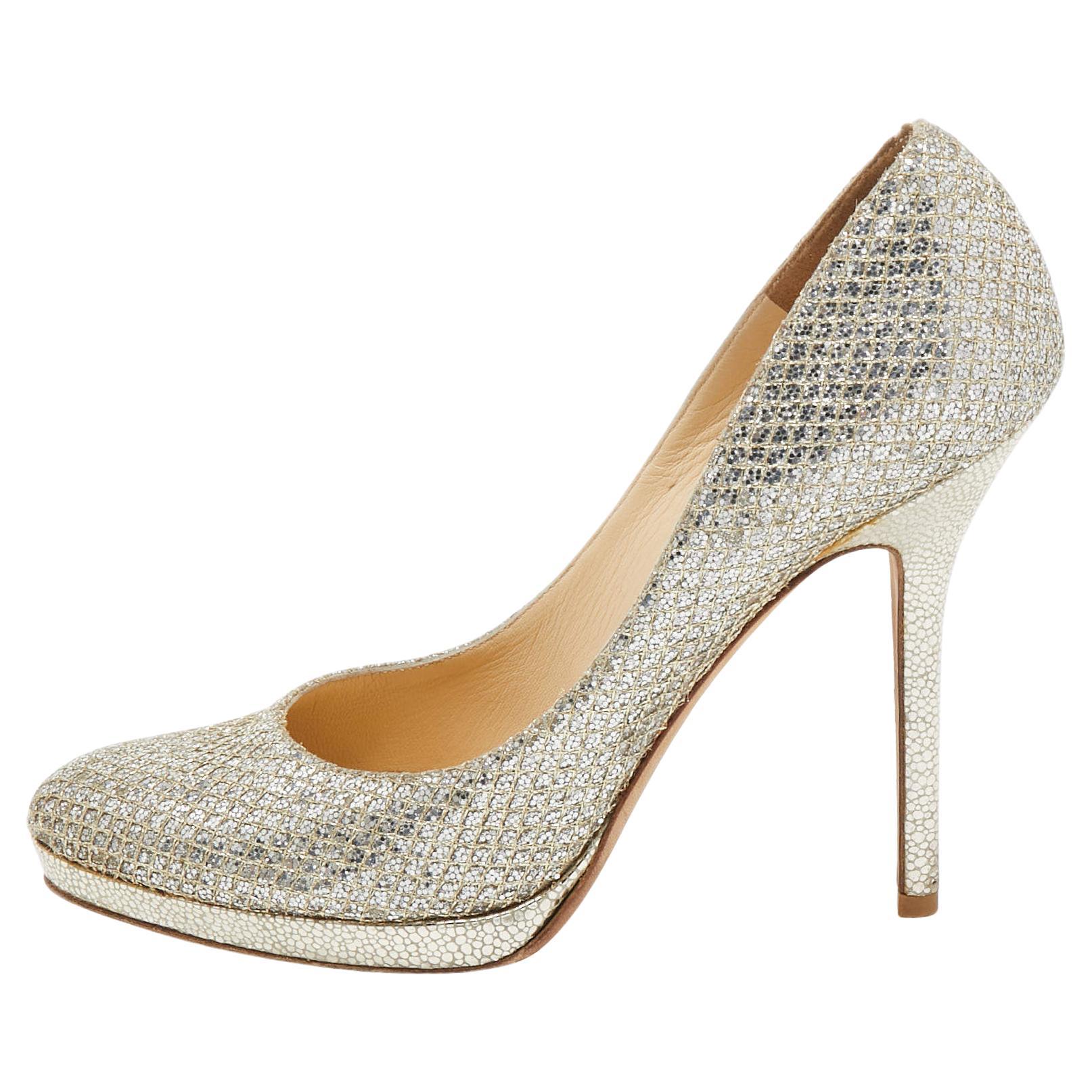 Silver watersnake jimmy store choo platforms