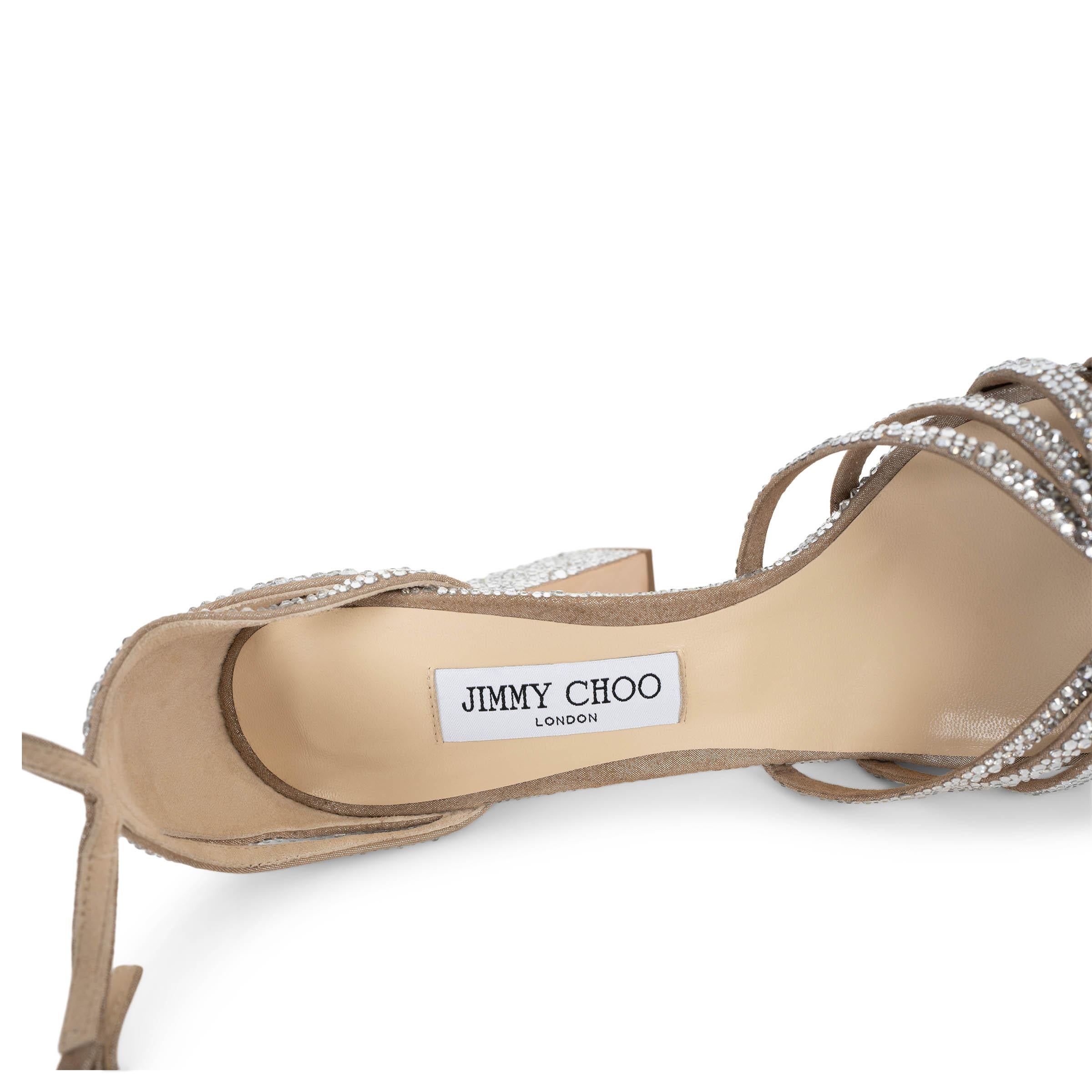 JIMMY CHOO cuero plateado ISRA 120 CRISTAL PLATAFORMA Sandalias Zapatos 41.5 en venta 2