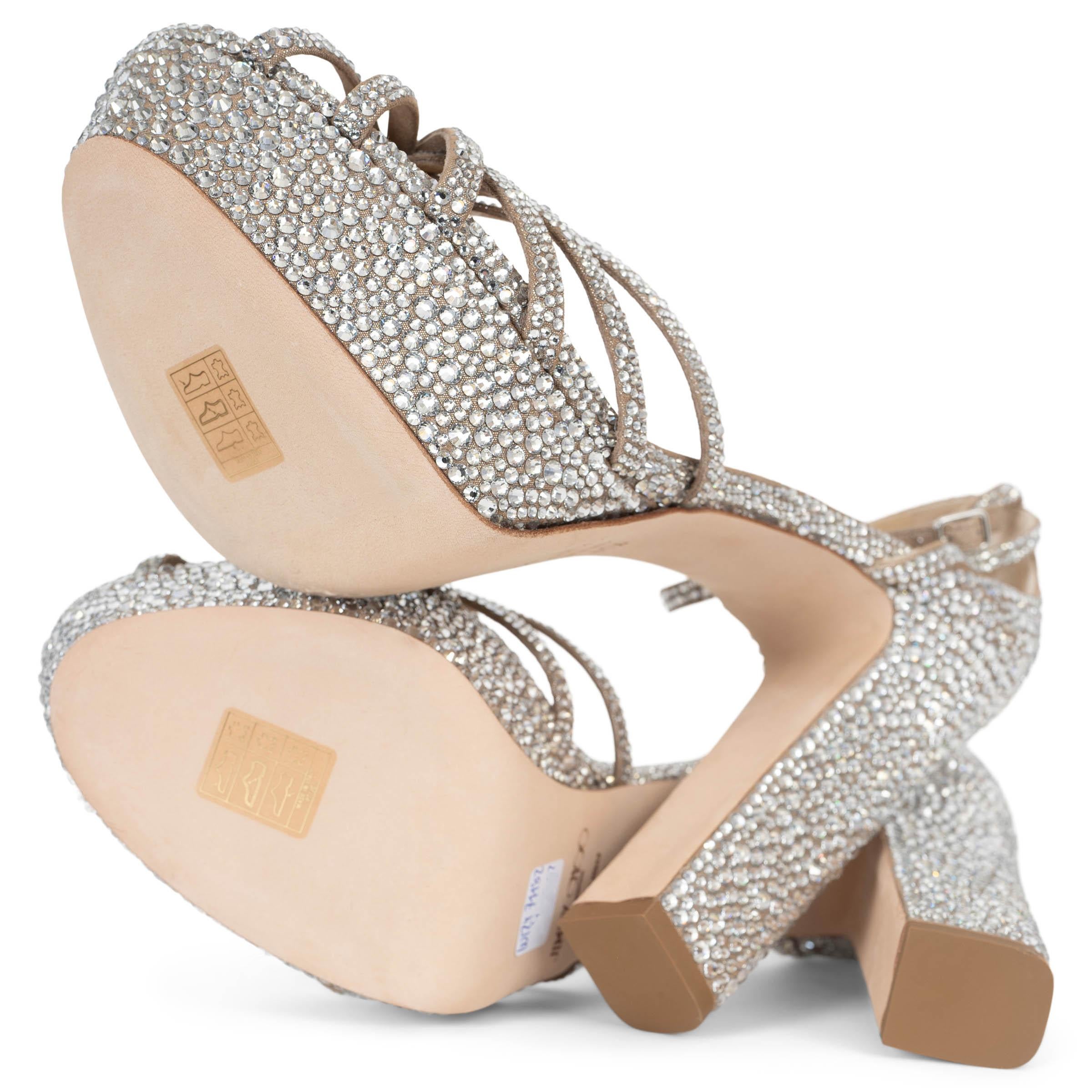 JIMMY CHOO cuero plateado ISRA 120 CRISTAL PLATAFORMA Sandalias Zapatos 41.5 en venta 3