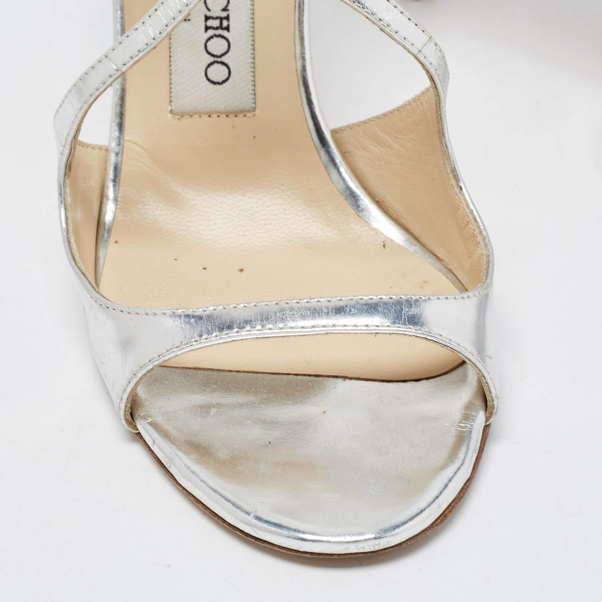 Jimmy Choo Silver Leather Ivette Strappy Sandals Size 36.5 1