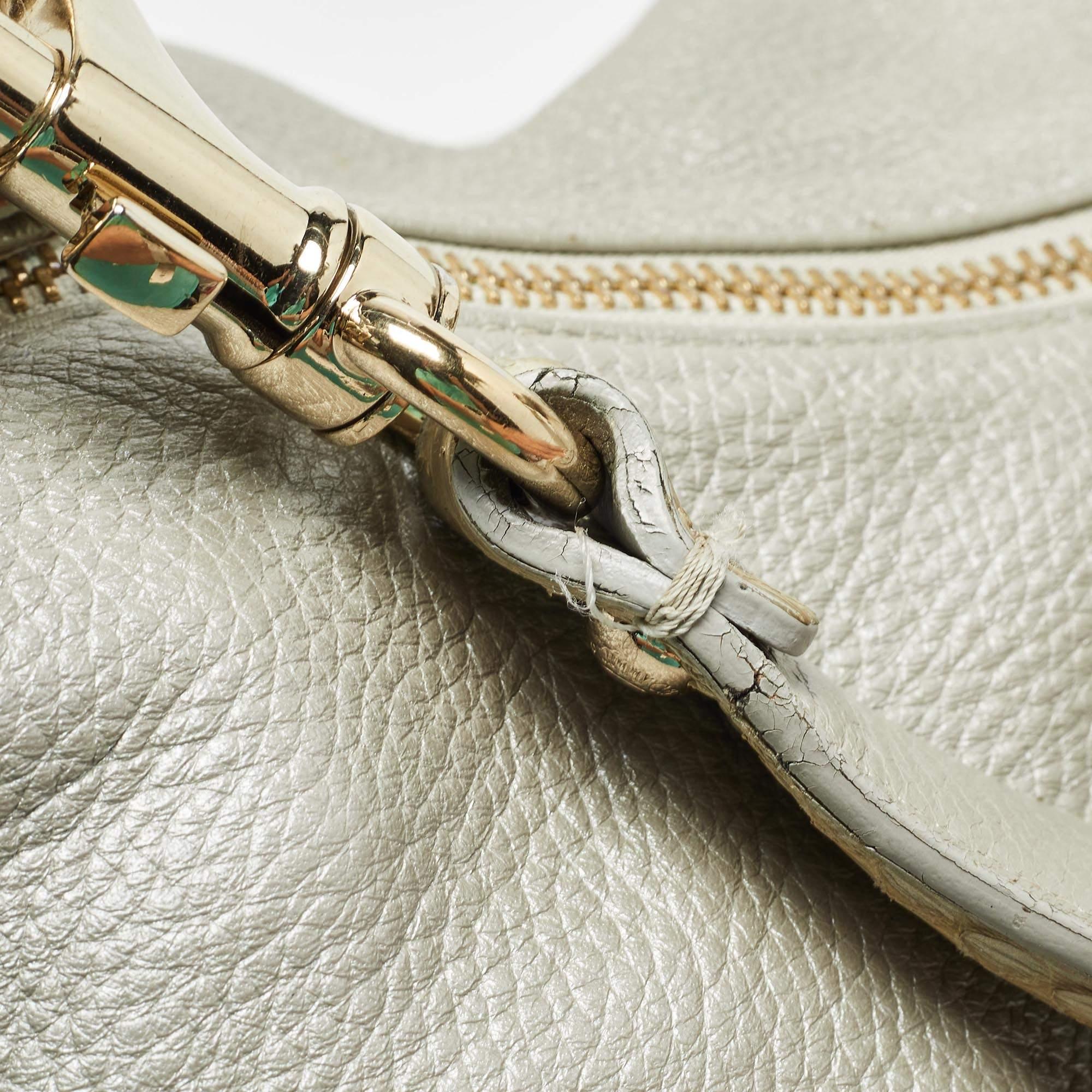Jimmy Choo Silver Leather Large Solar Hobo 3