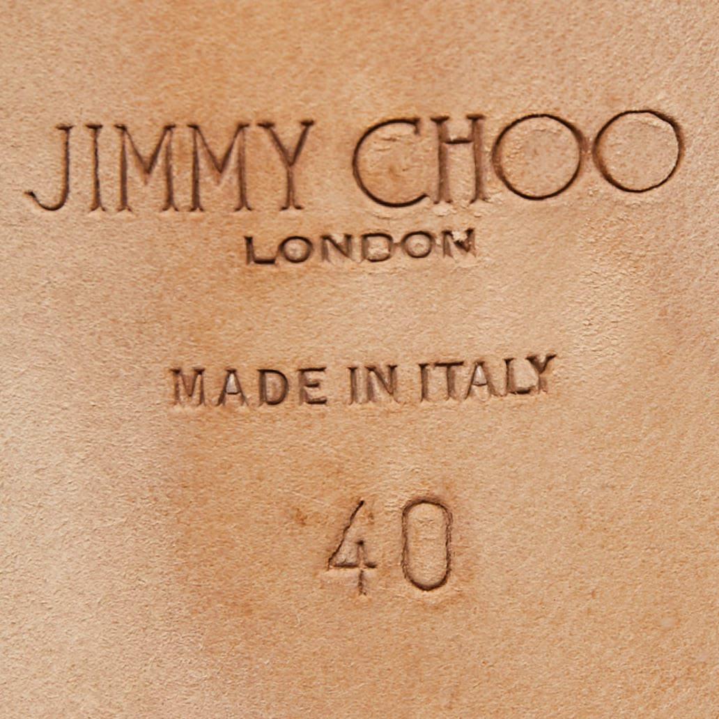 Jimmy Choo Silver Leather Viola Embellished Sandals Size 40 For Sale 4