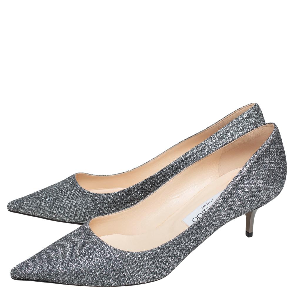 Jimmy Choo Silver Lurex Fabric Romy Pointed Toe Pumps Size 39 3