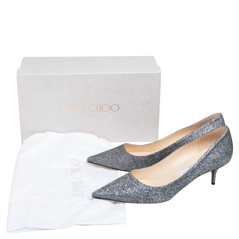 Jimmy Choo Silver Lurex Fabric Romy Pointed Toe Pumps Size 39 4