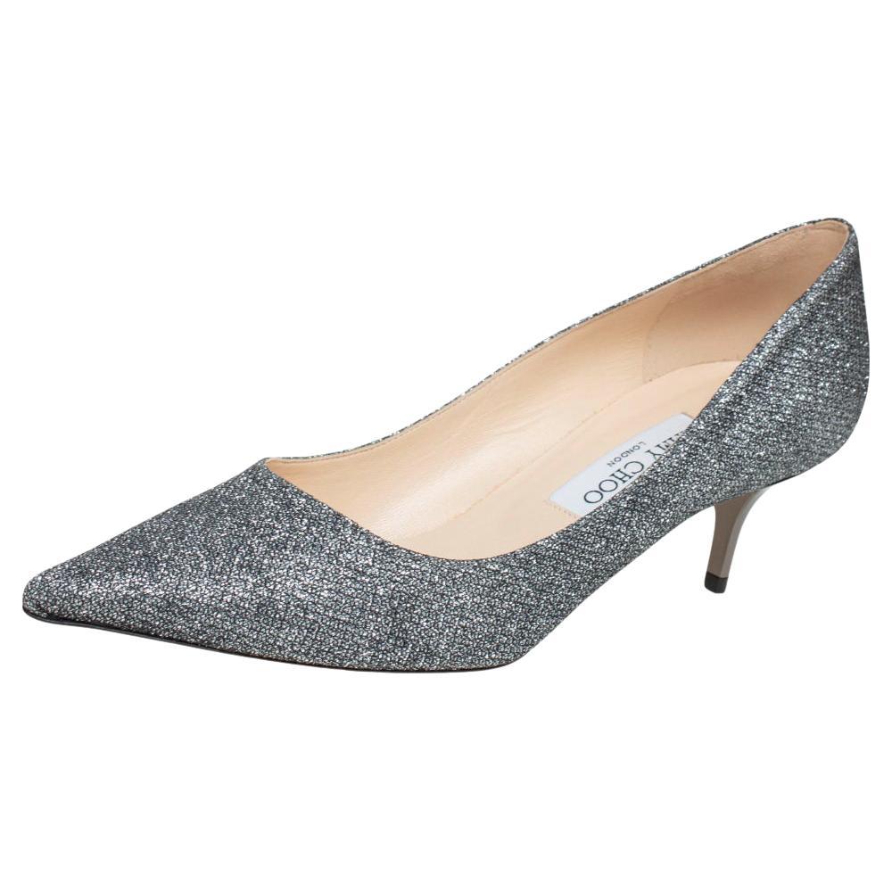Jimmy Choo Silver Lurex Fabric Romy Pointed Toe Pumps Size 39