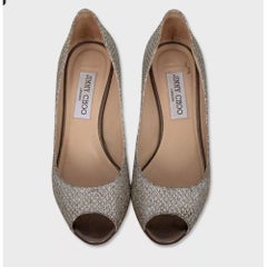 Jimmy Choo Silver Open Toe Heels - EU 36.5