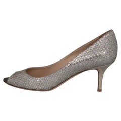 Used Jimmy Choo Silver Open Toe Heels - EU 36.5