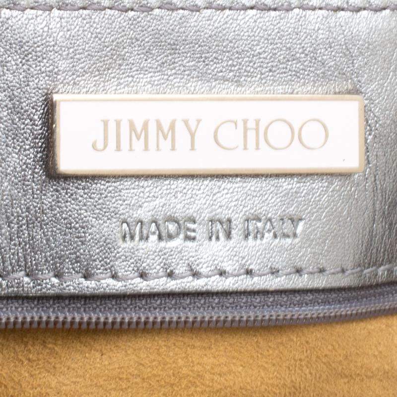 Jimmy Choo Silver Python Embossed Leather Riki Tote 1