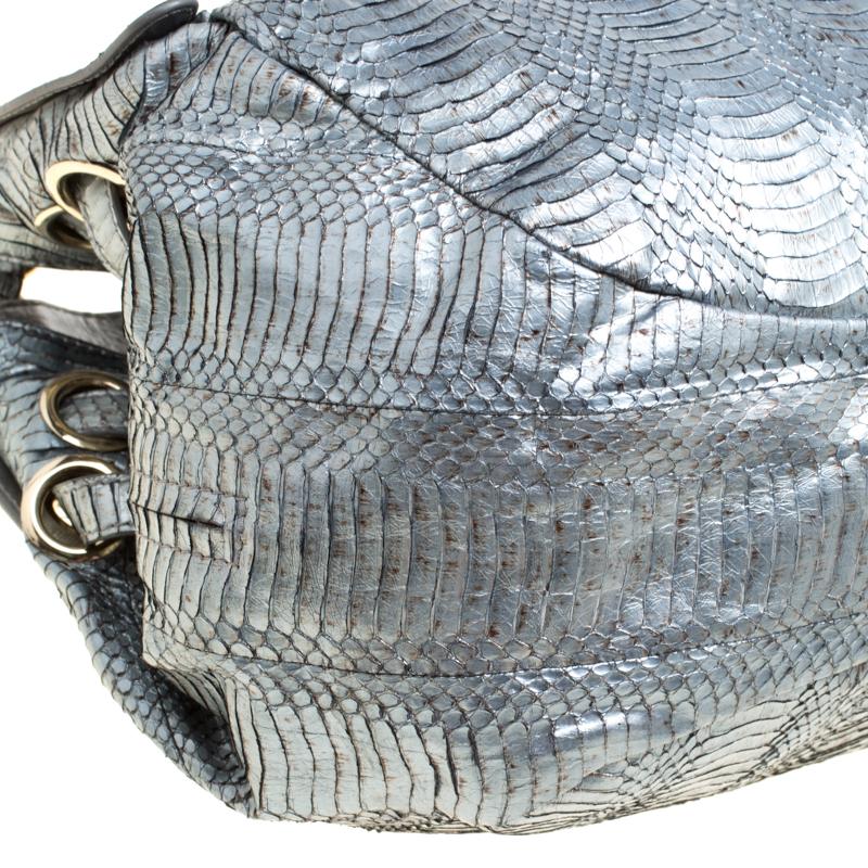 Jimmy Choo Silver Python Embossed Leather Riki Tote 2