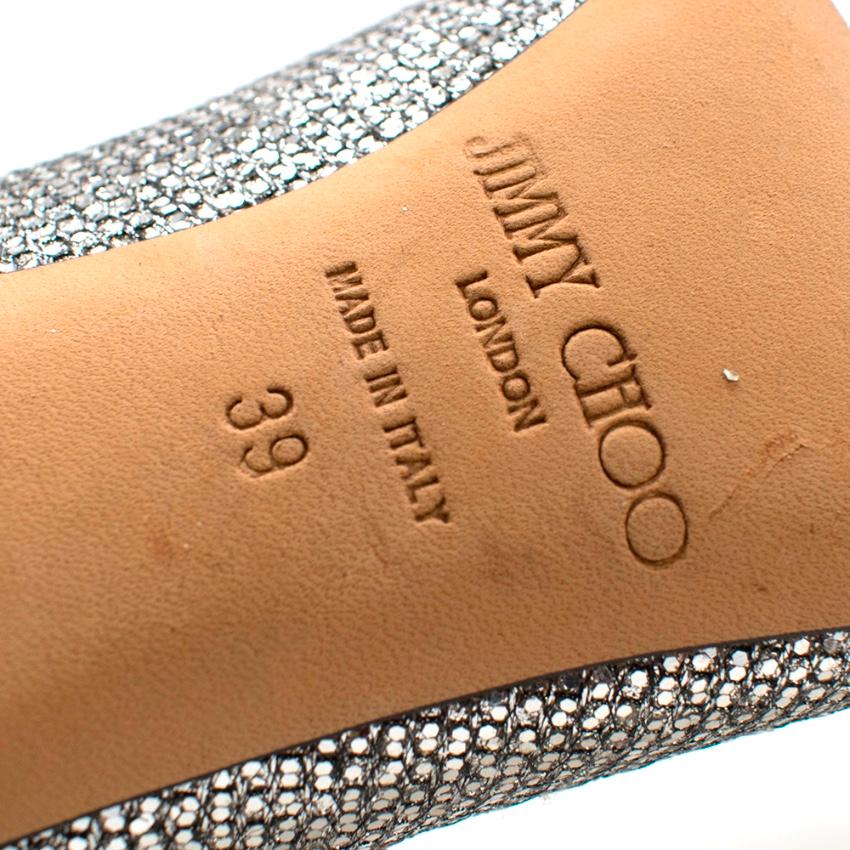 Brown Jimmy Choo Silver Samba Glitter Bow Pumps