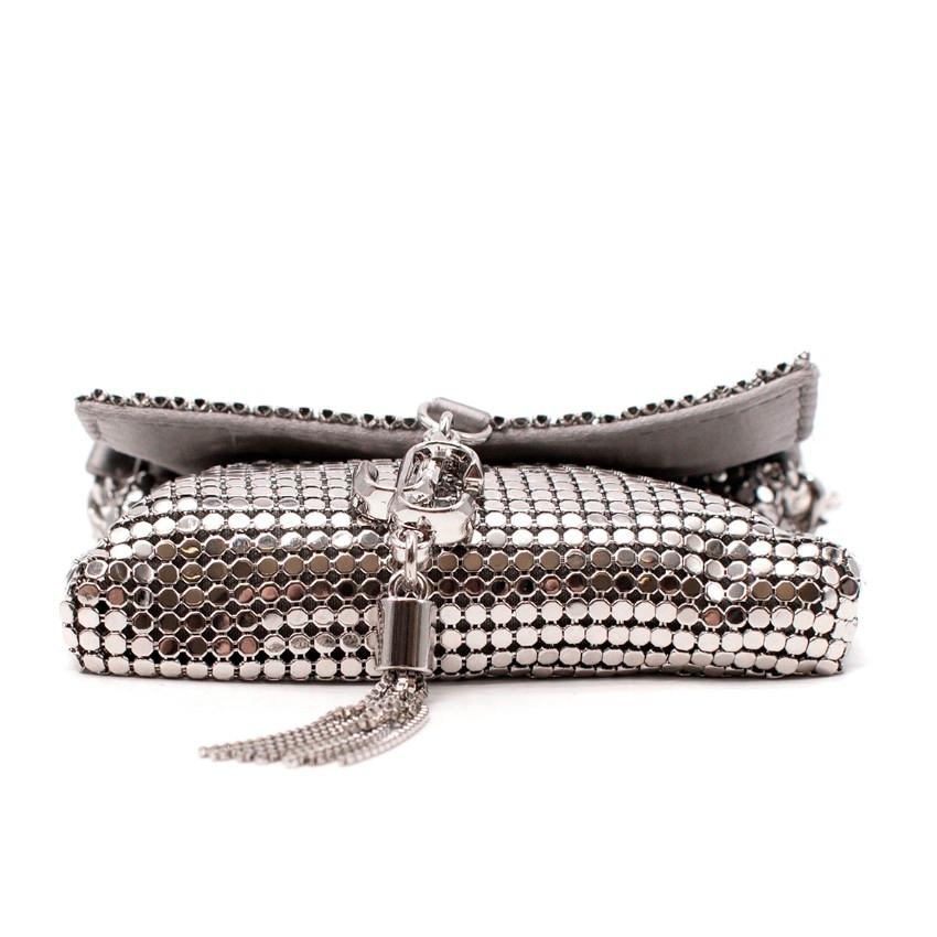 Women's Jimmy Choo Silver Satin & Mesh Soft Cardholder For Sale