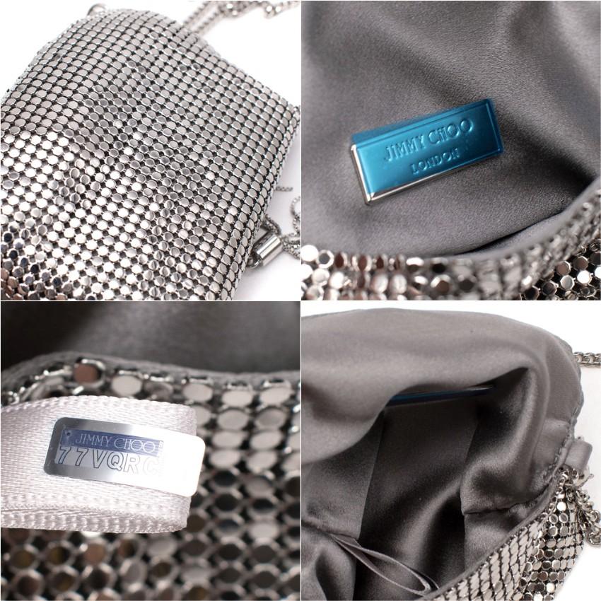 Jimmy Choo Silver Satin & Mesh Soft Cardholder For Sale 4