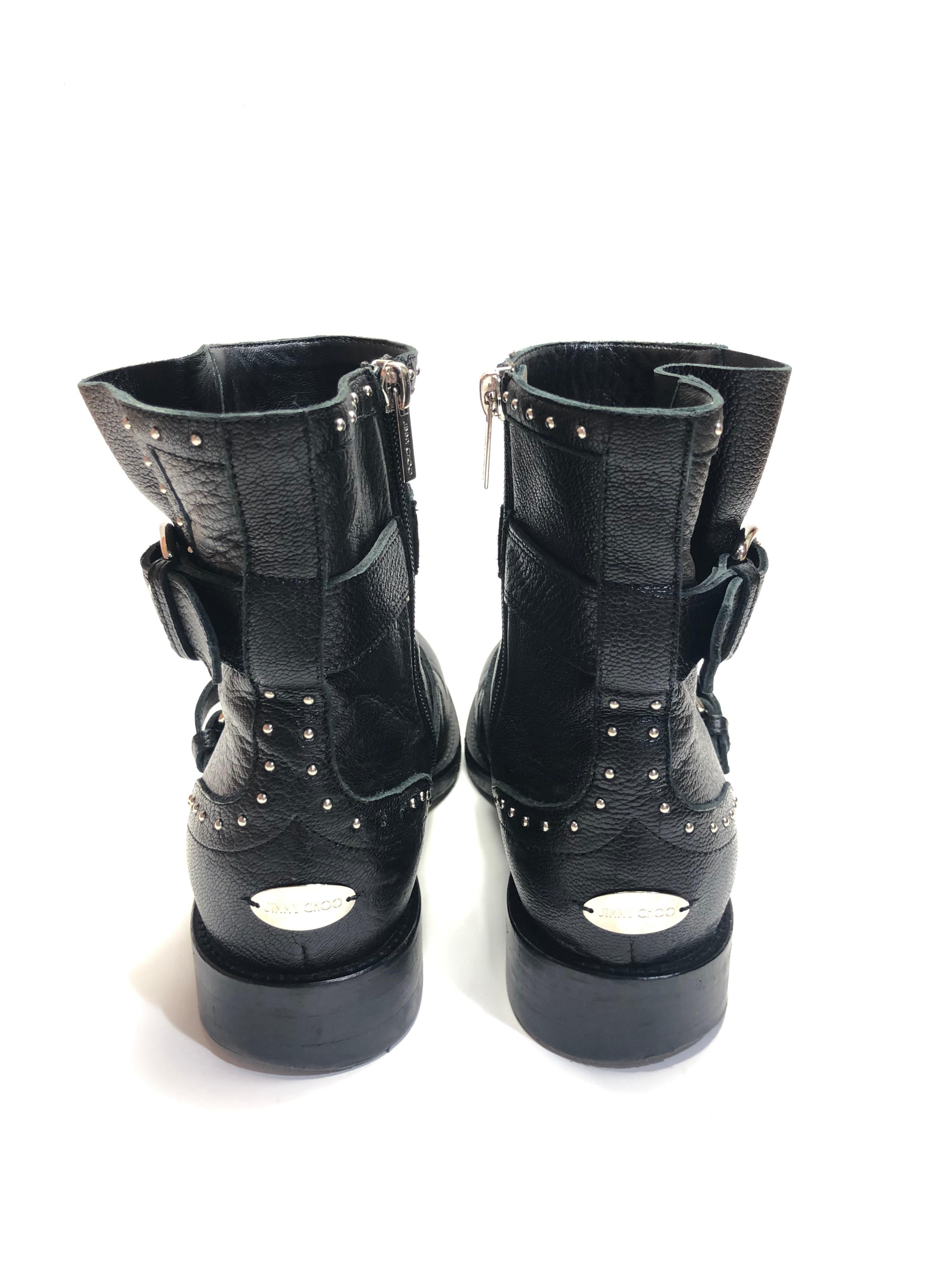Jimmy Choo Silver Studded Ankle Boots In Good Condition In Bridgehampton, NY