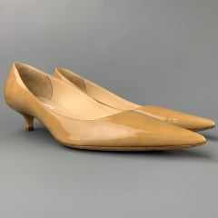 JIMMY CHOO Size 10 Beige Patent Leather Kitten Heel Pumps