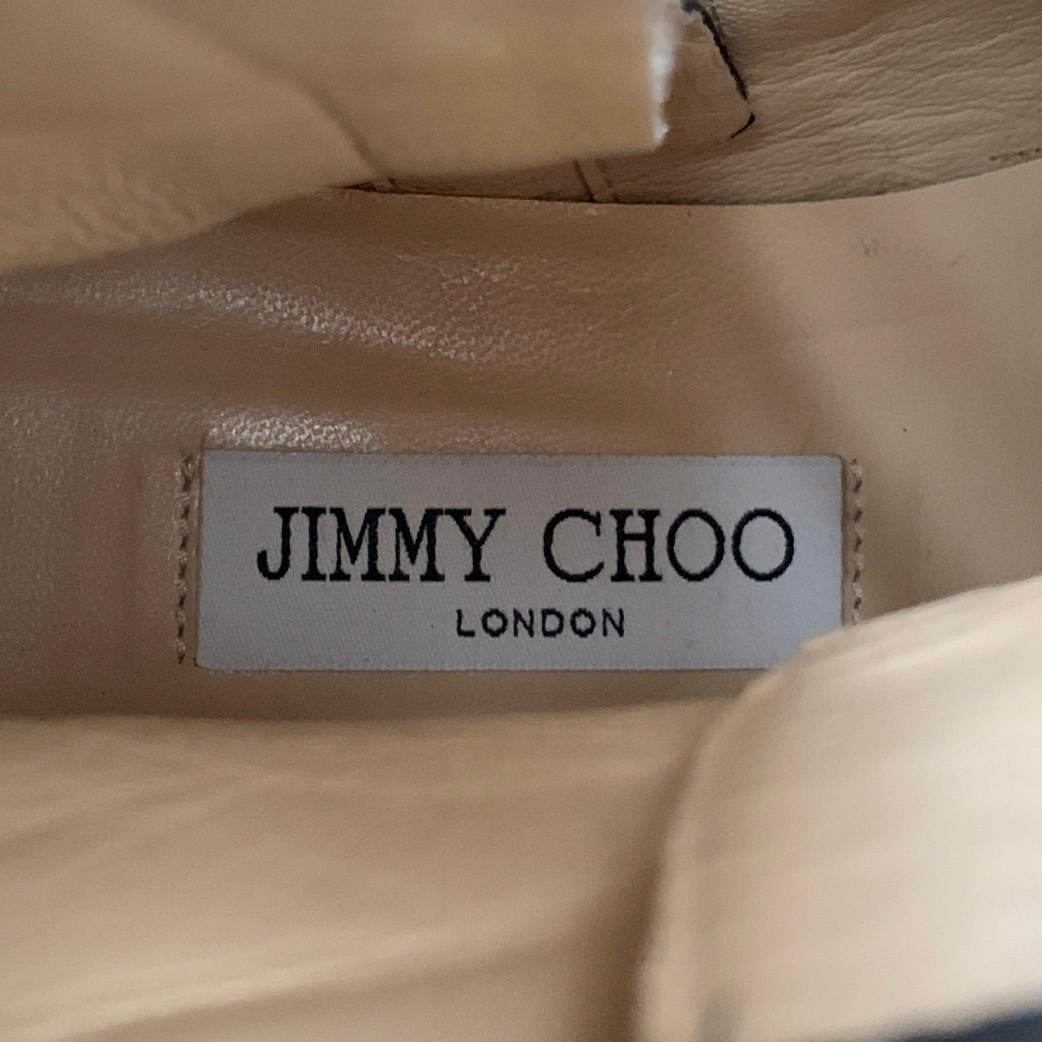JIMMY CHOO Size 10 Black Leather Zip Lace-Up Boots For Sale 3