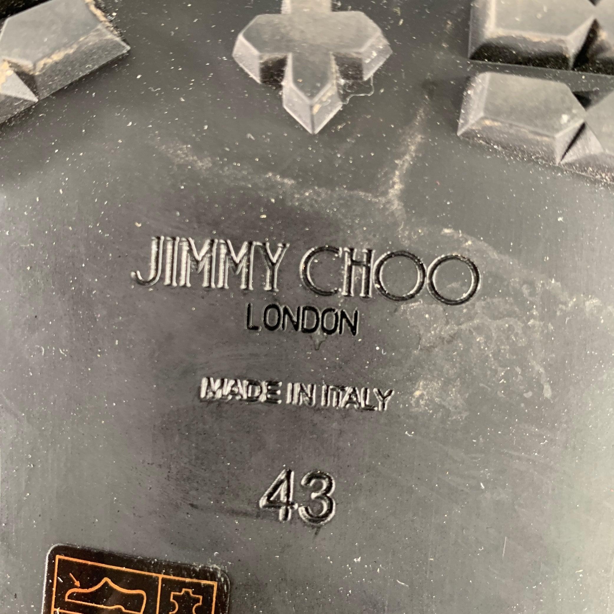 JIMMY CHOO Size 10 Black Leather Zip Lace-Up Boots For Sale 4