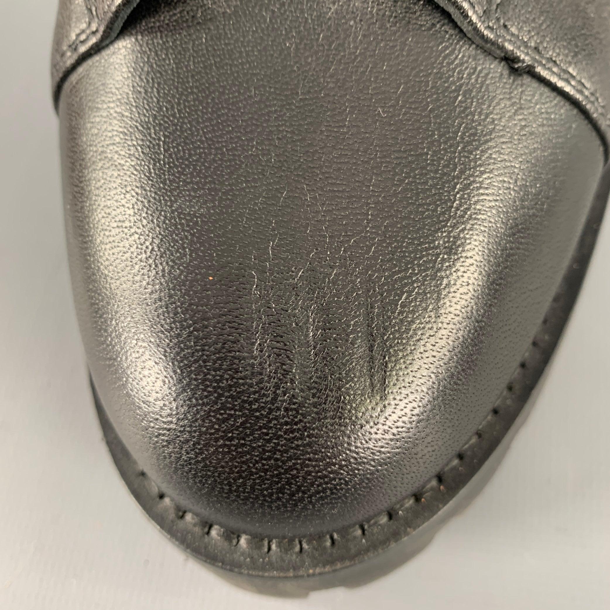 JIMMY CHOO Size 10 Black Leather Zip Lace-Up Boots For Sale 5