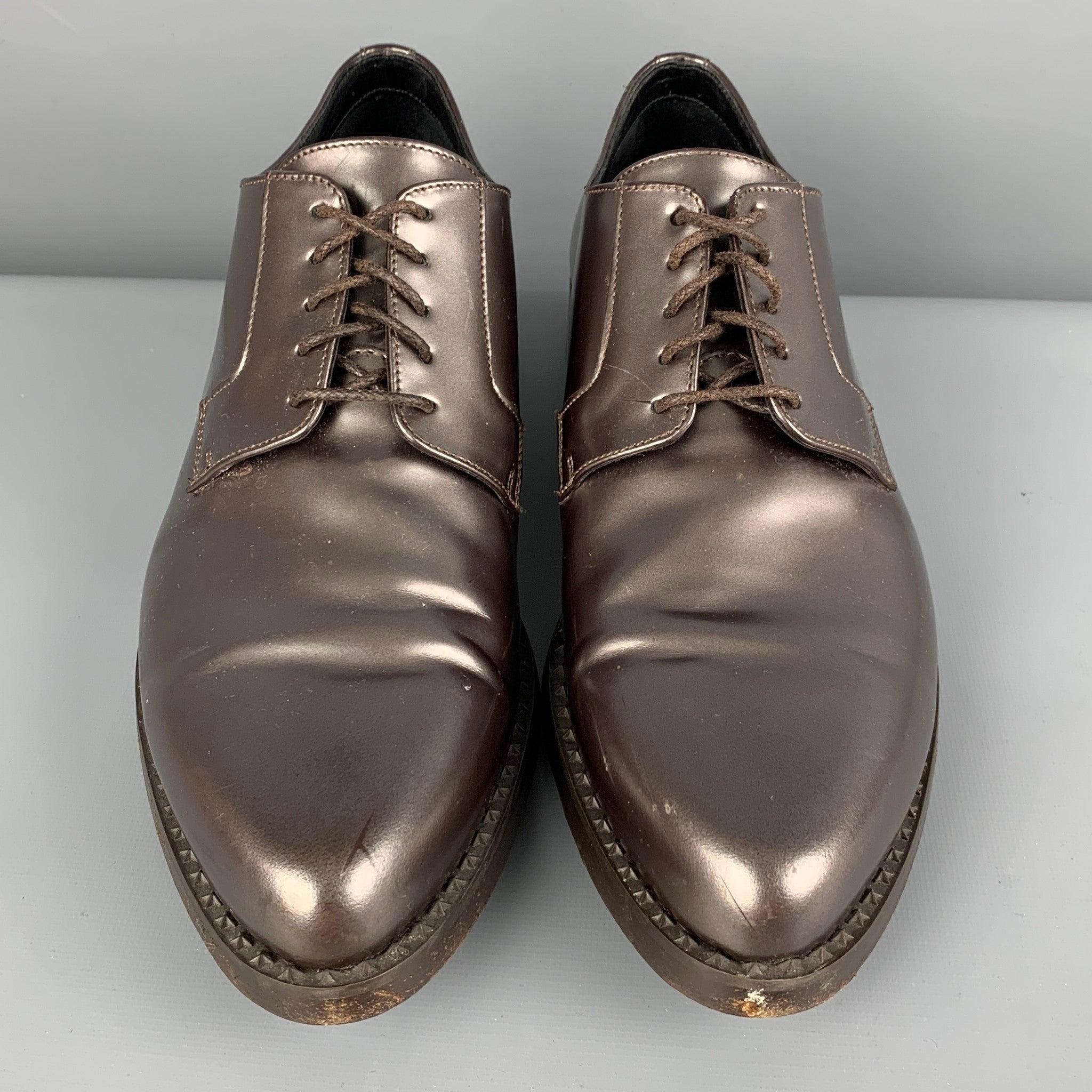 Men's JIMMY CHOO Size 10 Brown Metallic Leather Lace Up Shoes For Sale
