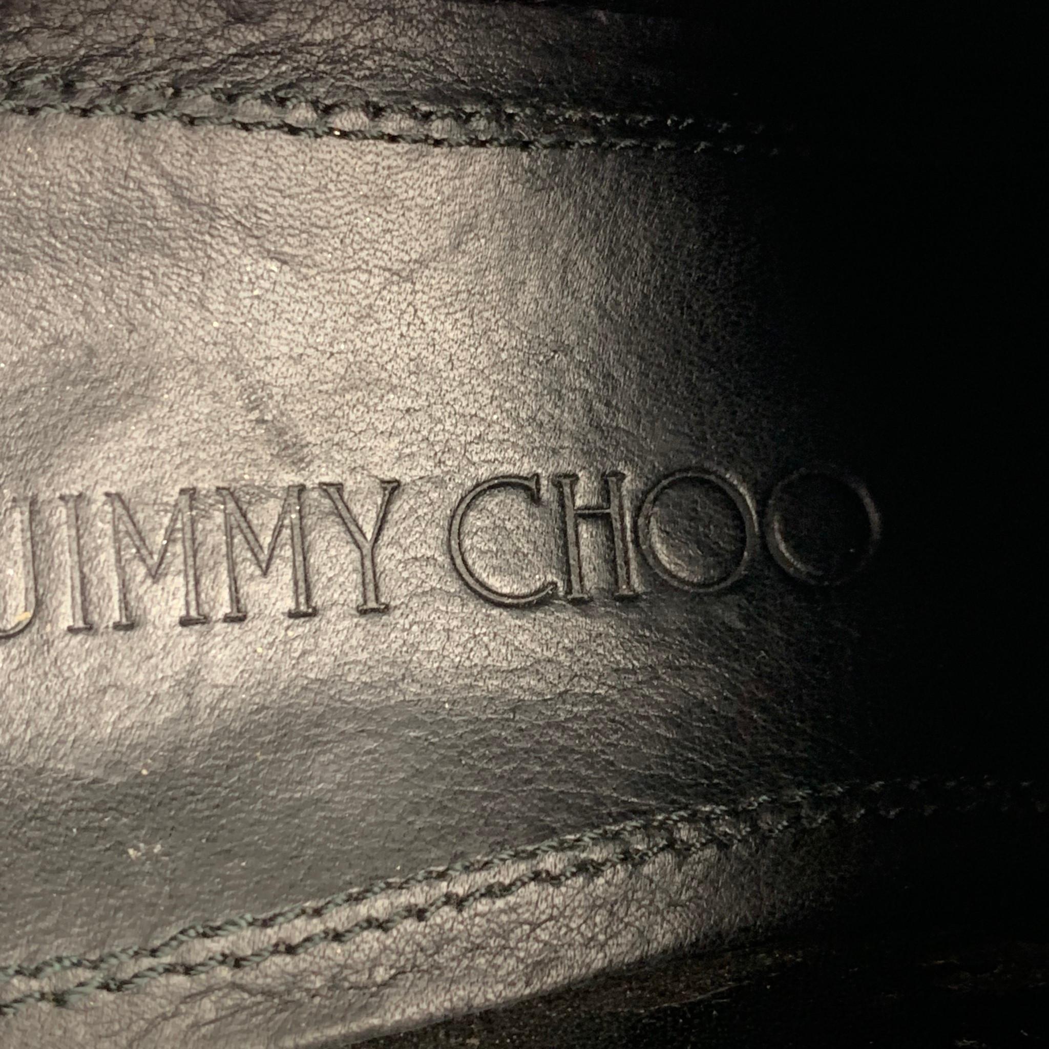 JIMMY CHOO Size 10 Brown Metallic Leather Lace Up Shoes In Good Condition In San Francisco, CA