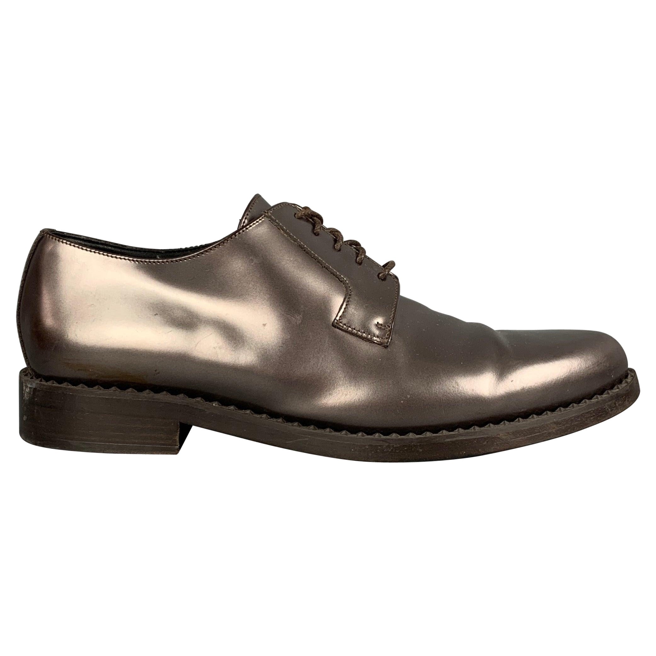 JIMMY CHOO Zapatos de cordones de piel metalizada marrón talla 10