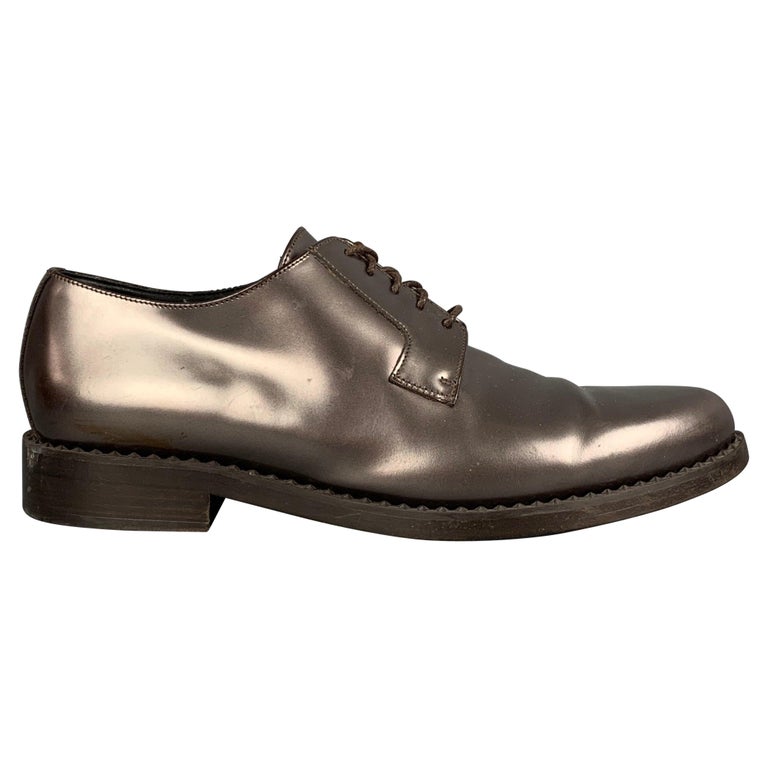 JIMMY CHOO Size 10 Brown Metallic Leather Lace Up Shoes For  display picture 1