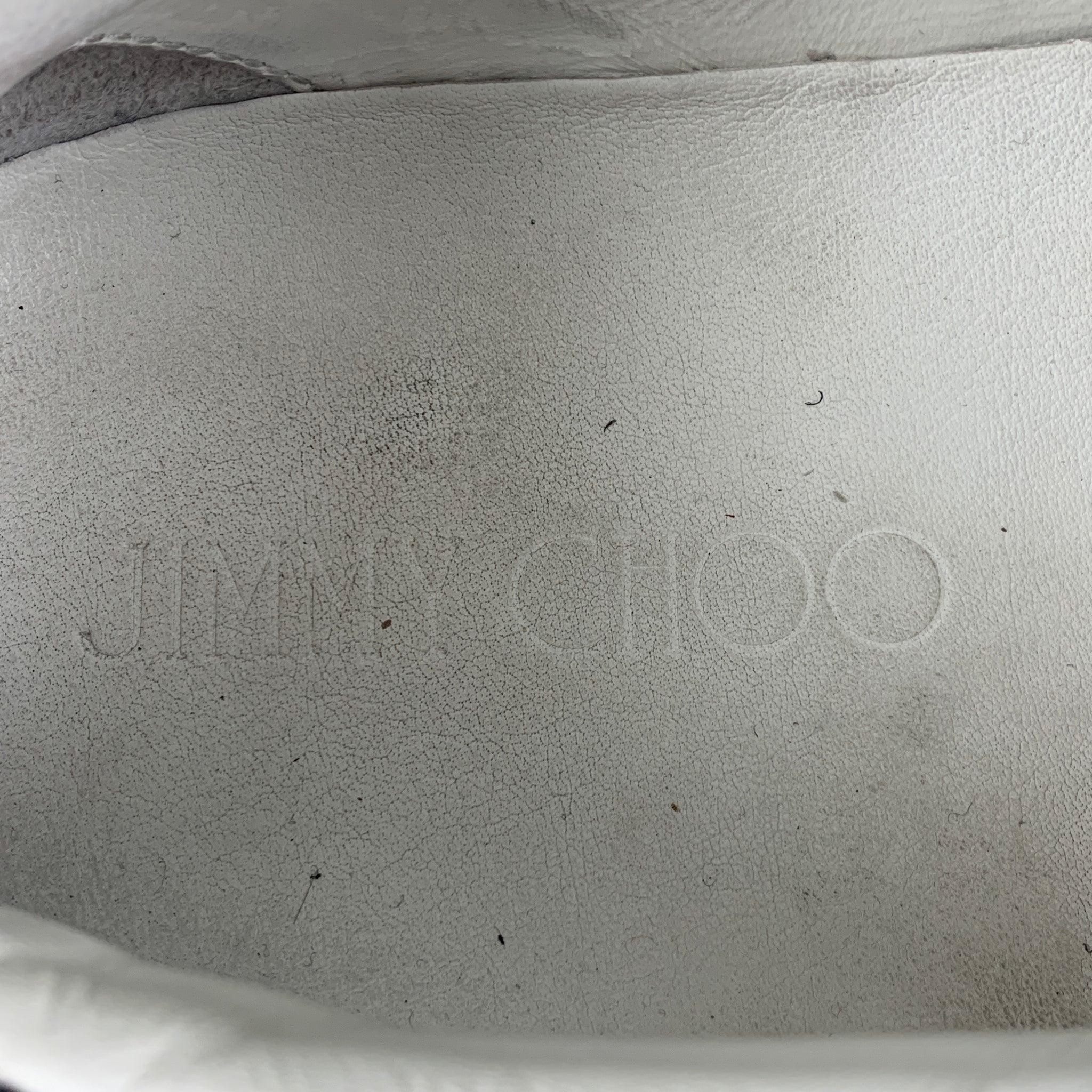 JIMMY CHOO Size 10 Navy Silver Studded Suede Sneakers For Sale 3