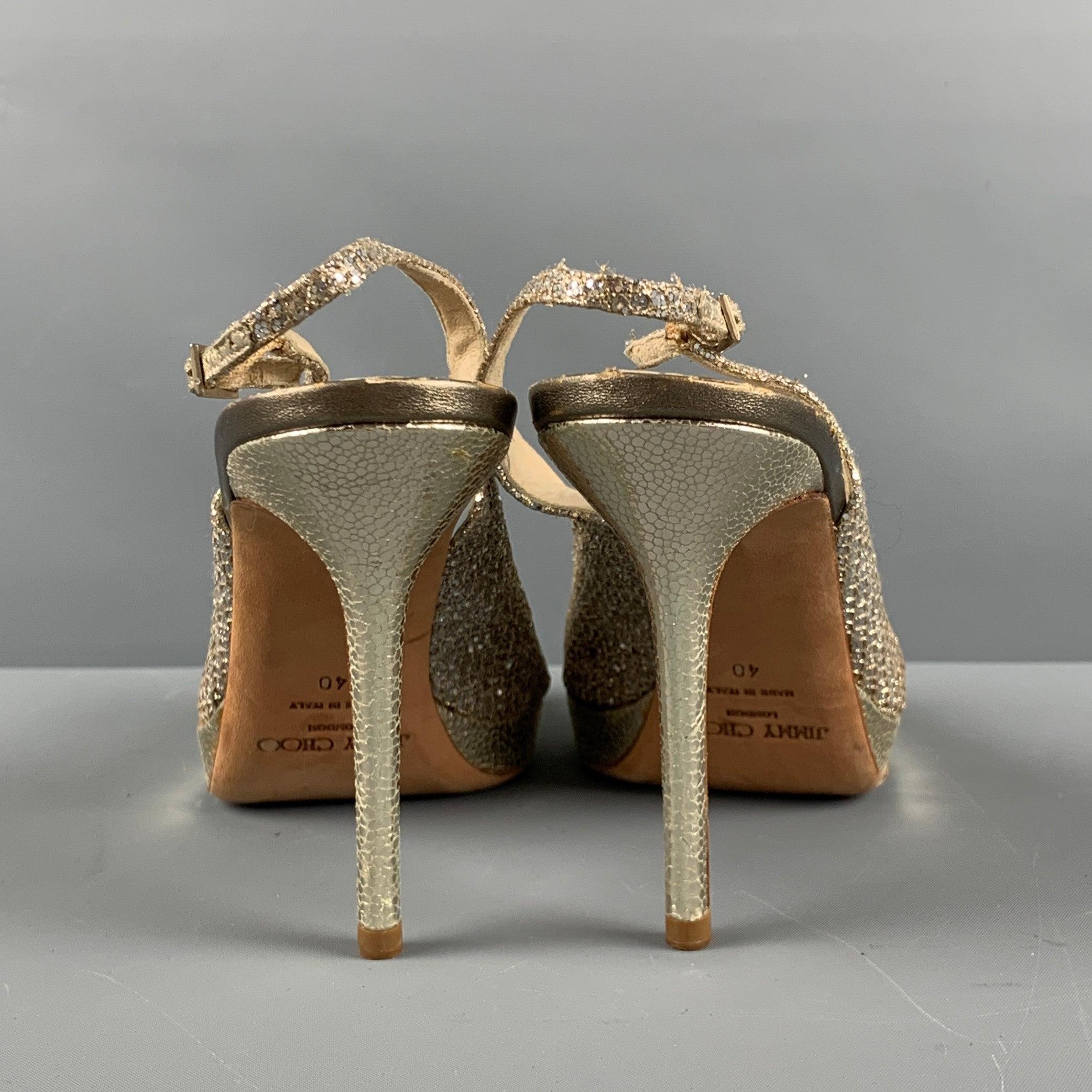 Women's JIMMY CHOO Size 10 Silver Leather Slingback Pumps