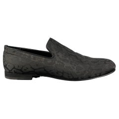 JIMMY CHOO Size 10.5 Black Animal Print Leather Slip On Loafers