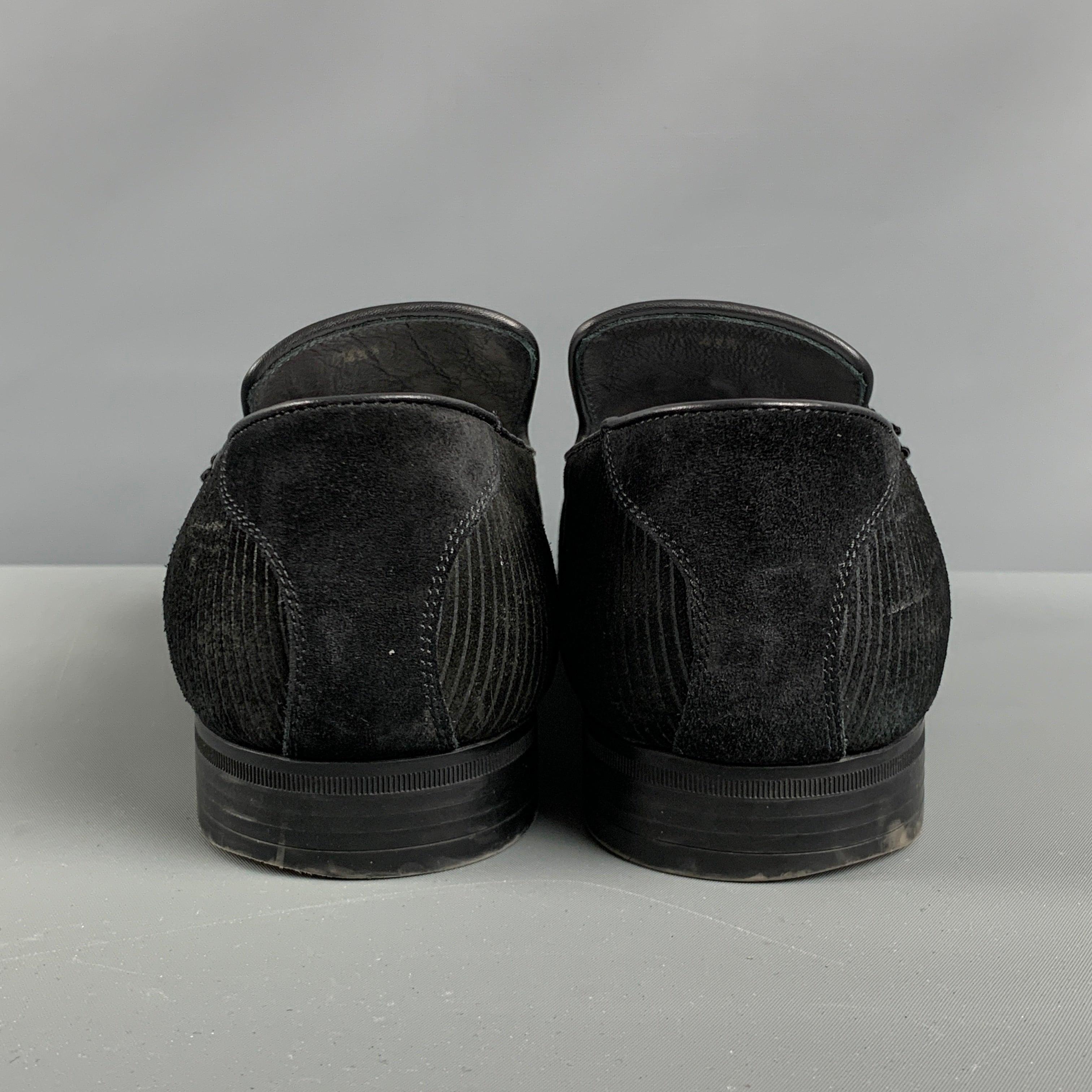 JIMMY CHOO Größe 10.5 Schwarz gestreift Wildleder Quasten Loafers im Zustand „Gut“ in San Francisco, CA