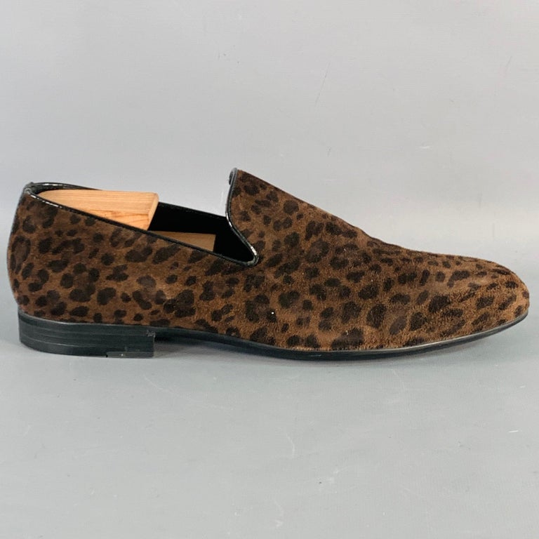 JIMMY CHOO Size 11 Brown Black Animal Print Velvet Slip On Loafers JIMMY CHOO Size 11 Brown Black Animal Print Velvet Slip On  main image 3