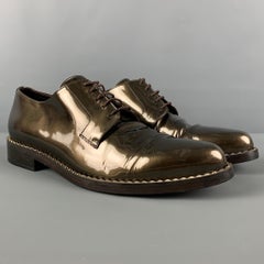JIMMY CHOO Size 11 Gold Metallic Patent Leather Lace Up Shoes