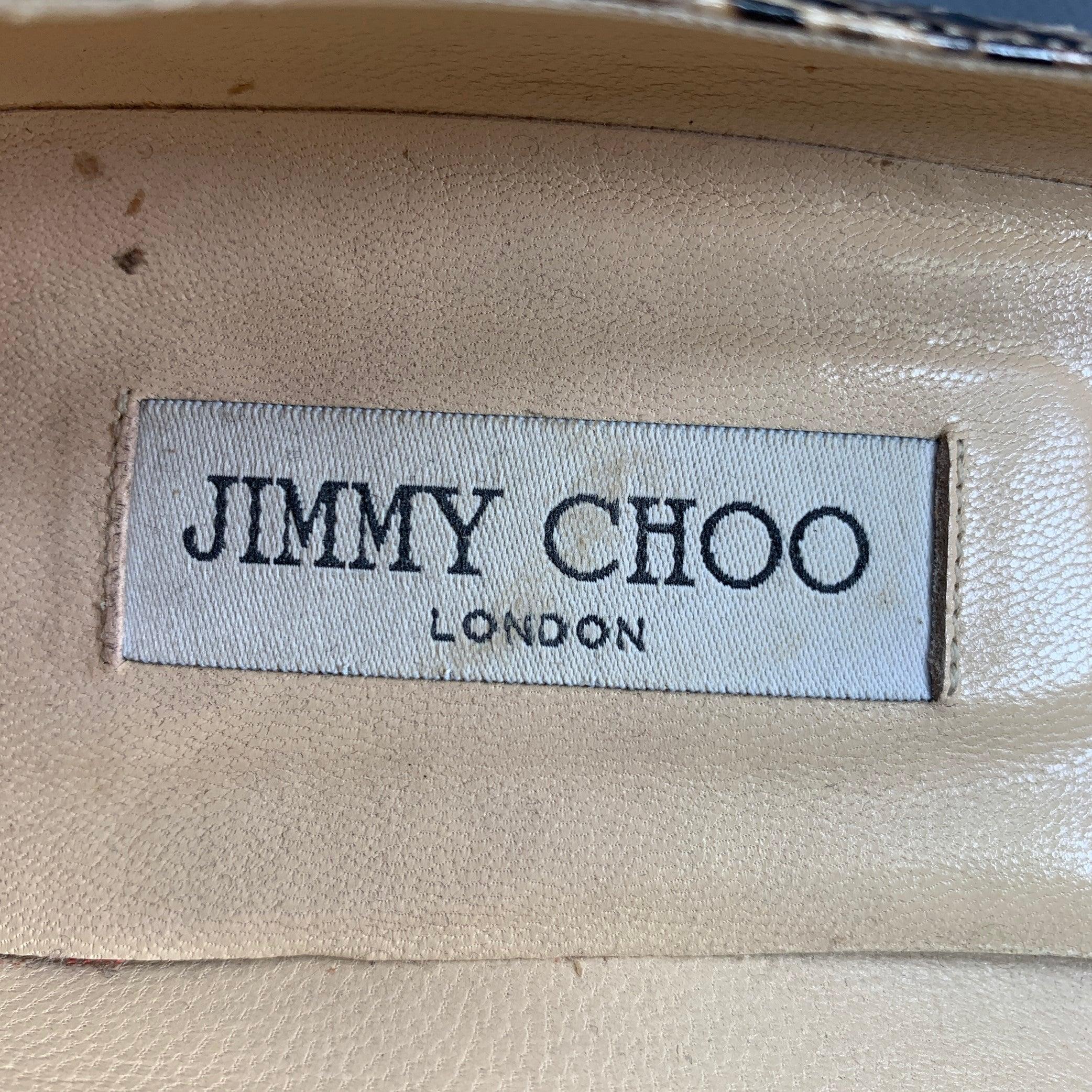 JIMMY CHOO Size 11 Grey Cream Python Skin Kitten Heel Pumps 2