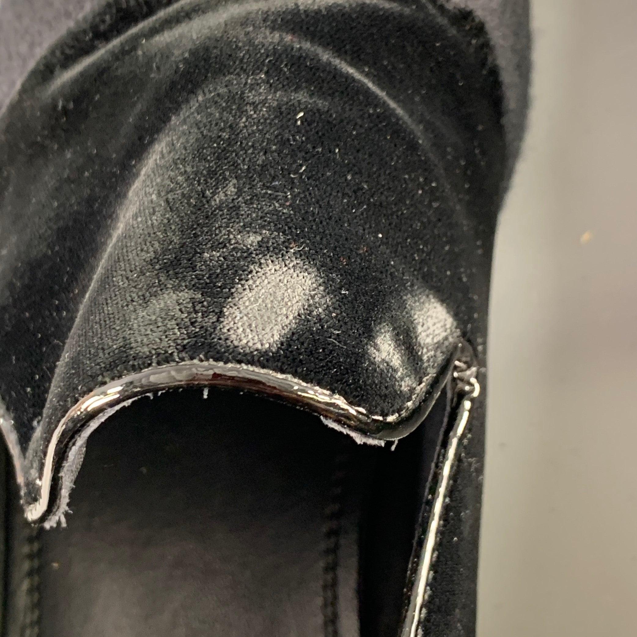 JIMMY CHOO Size 11.5 Black Grey Glitter Velvet Loafers For Sale 6