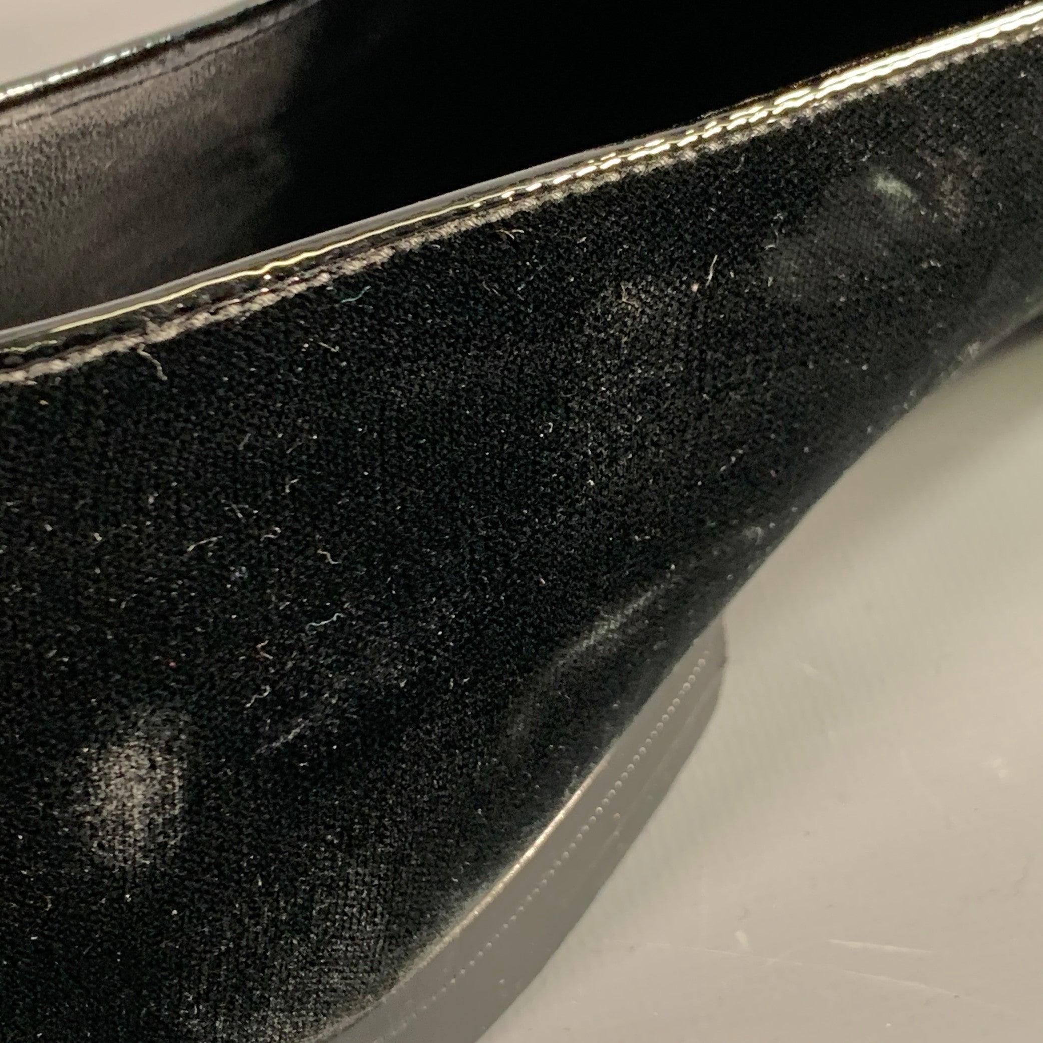 JIMMY CHOO Size 11.5 Black Grey Glitter Velvet Loafers For Sale 7