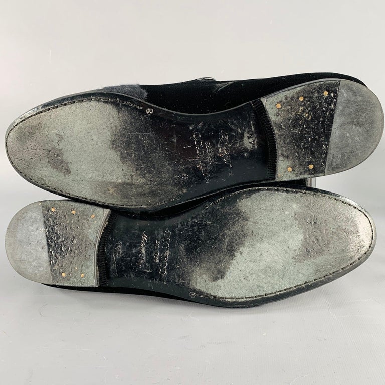 JIMMY CHOO Size 11.5 Black Grey Glitter Velvet Loafers For  display picture 2