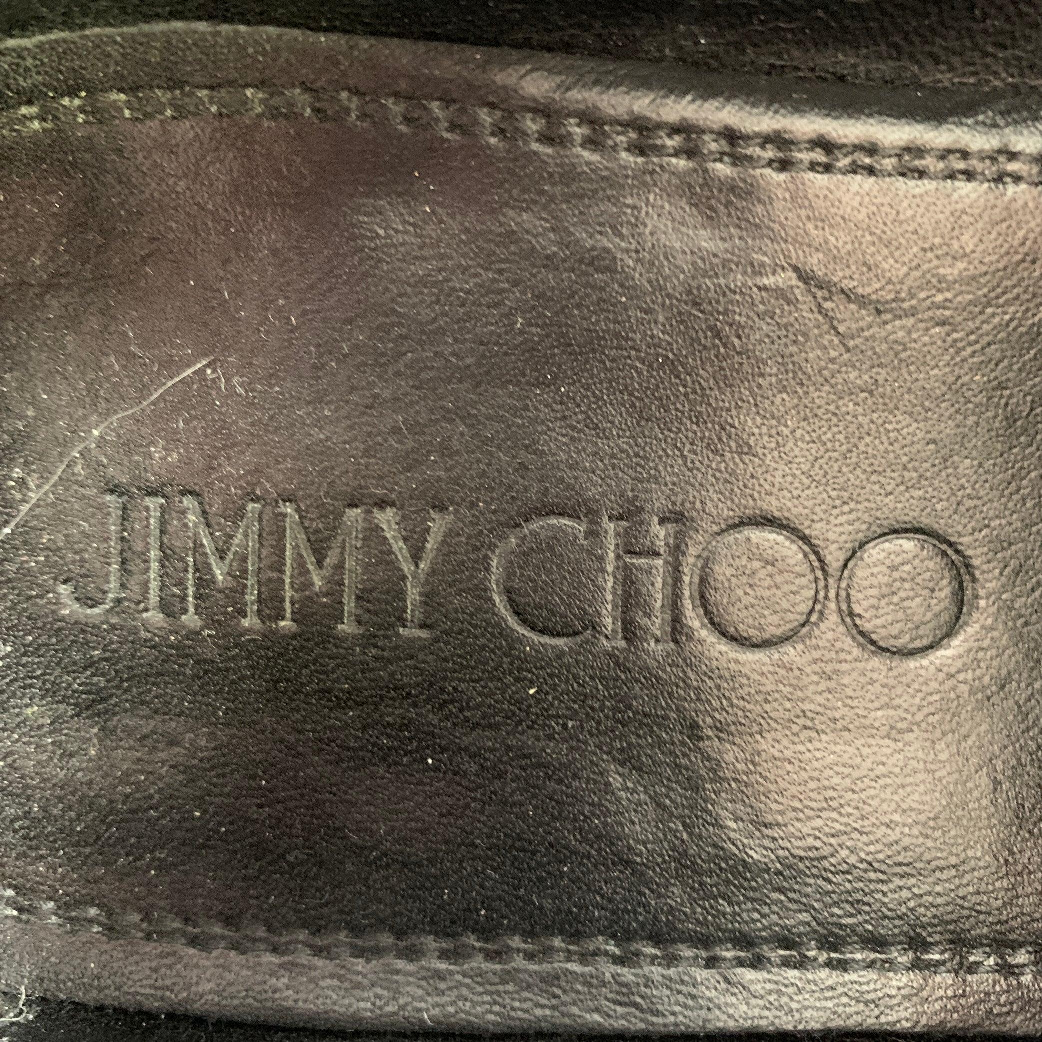 JIMMY CHOO Size 11.5 Black Grey Glitter Velvet Loafers For Sale 3