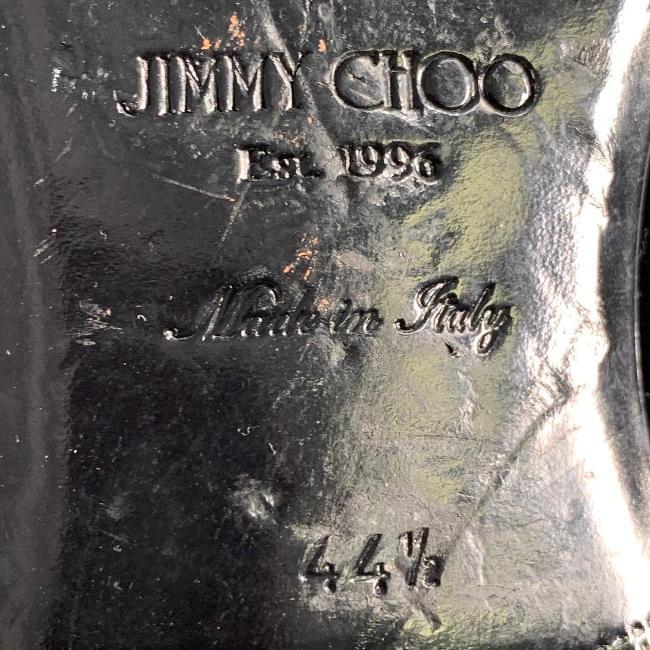 JIMMY CHOO Size 11.5 Black Grey Glitter Velvet Loafers For Sale 5
