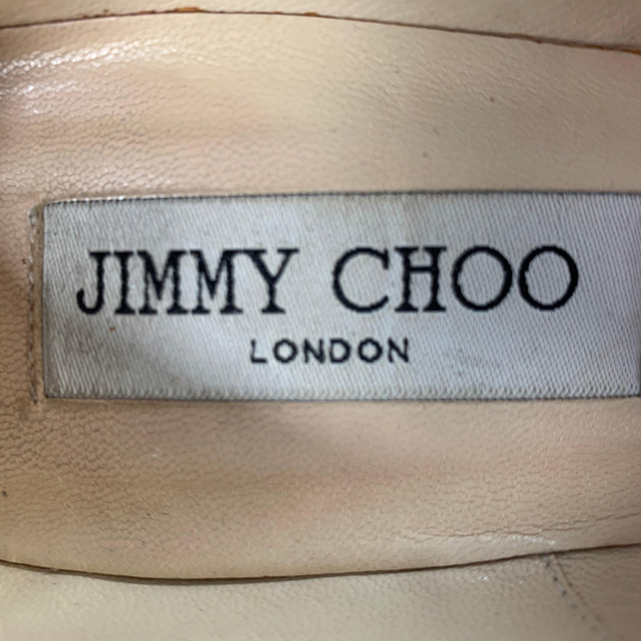 JIMMY CHOO Size 4 Silver Glitter Pointed Toe Stiletto Pumps For Sale 2