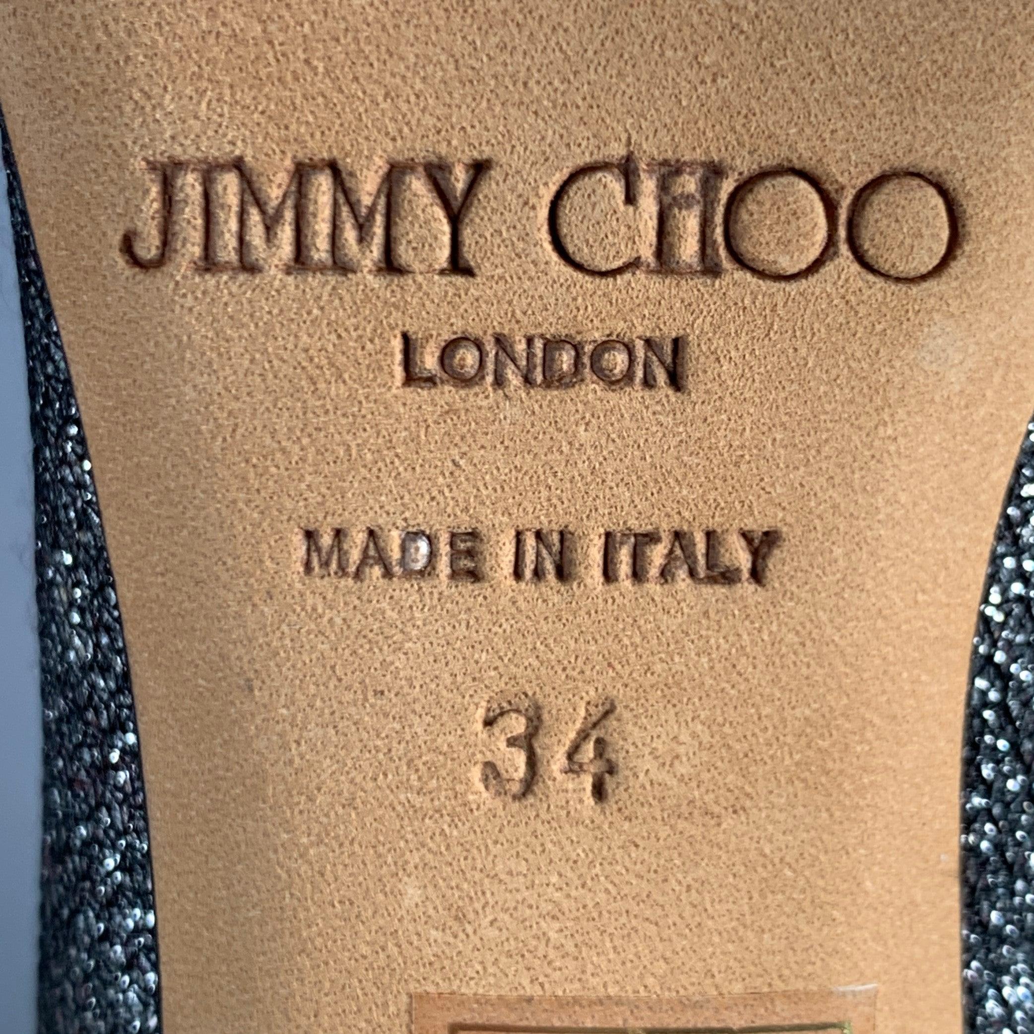 JIMMY CHOO Size 4 Silver Glitter Pointed Toe Stiletto Pumps For Sale 3