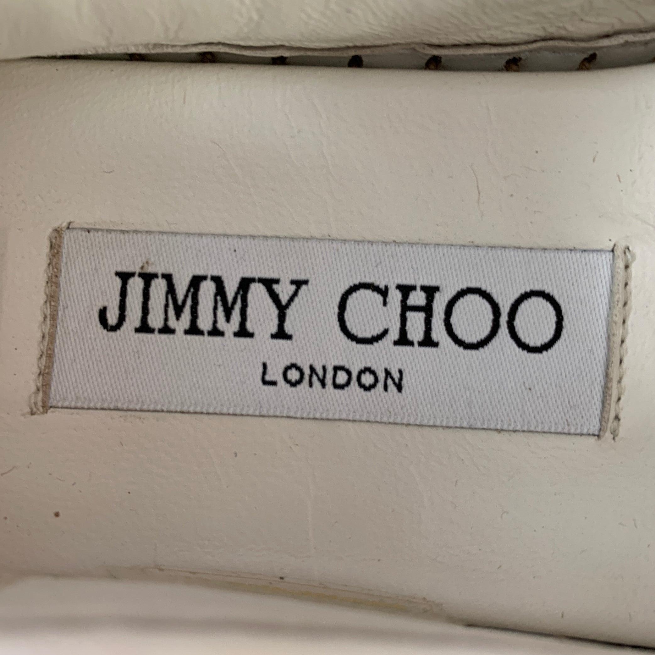 JIMMY Choo Taglia 6,5 Bianco Naturale Paglia Tessuto Espadrille Appartamenti in vendita 3