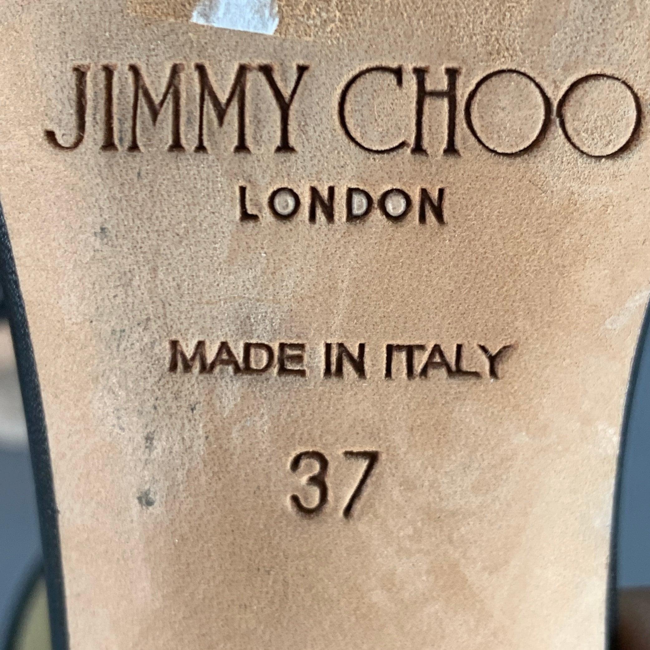 JIMMY CHOO Taille 7 Sandales à clous en cuir noir en vente 3