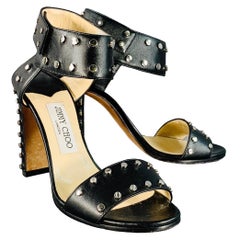 JIMMY CHOO Taille 7 Sandales à clous en cuir noir