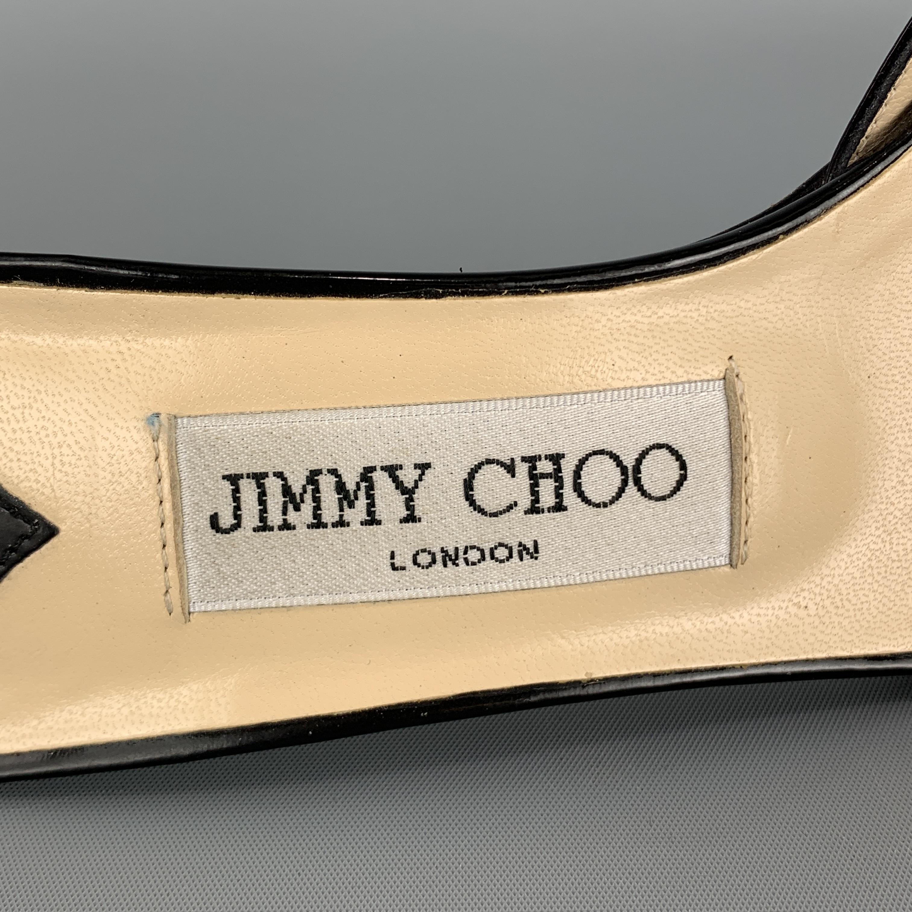 Women's JIMMY CHOO Size 7.5 Black Patent Leather Cutout Mule Sandals